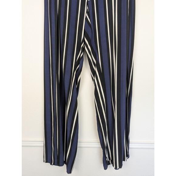Anthropologie Maeve Pants Striped Side Slit Wide Leg Beach Resort Blue Size S - Picture 5 of 16